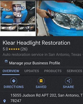 Klear Headlight Restoration only 5 🌟 reviews